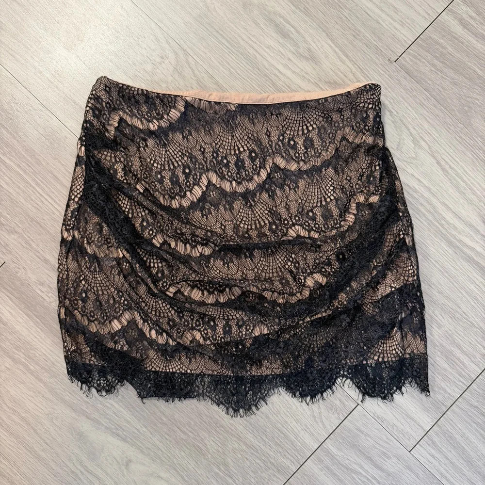 Free People, Zoey Lace Mini‎ Skirt, Black Lace Mesh Overlay | Women’s 4
